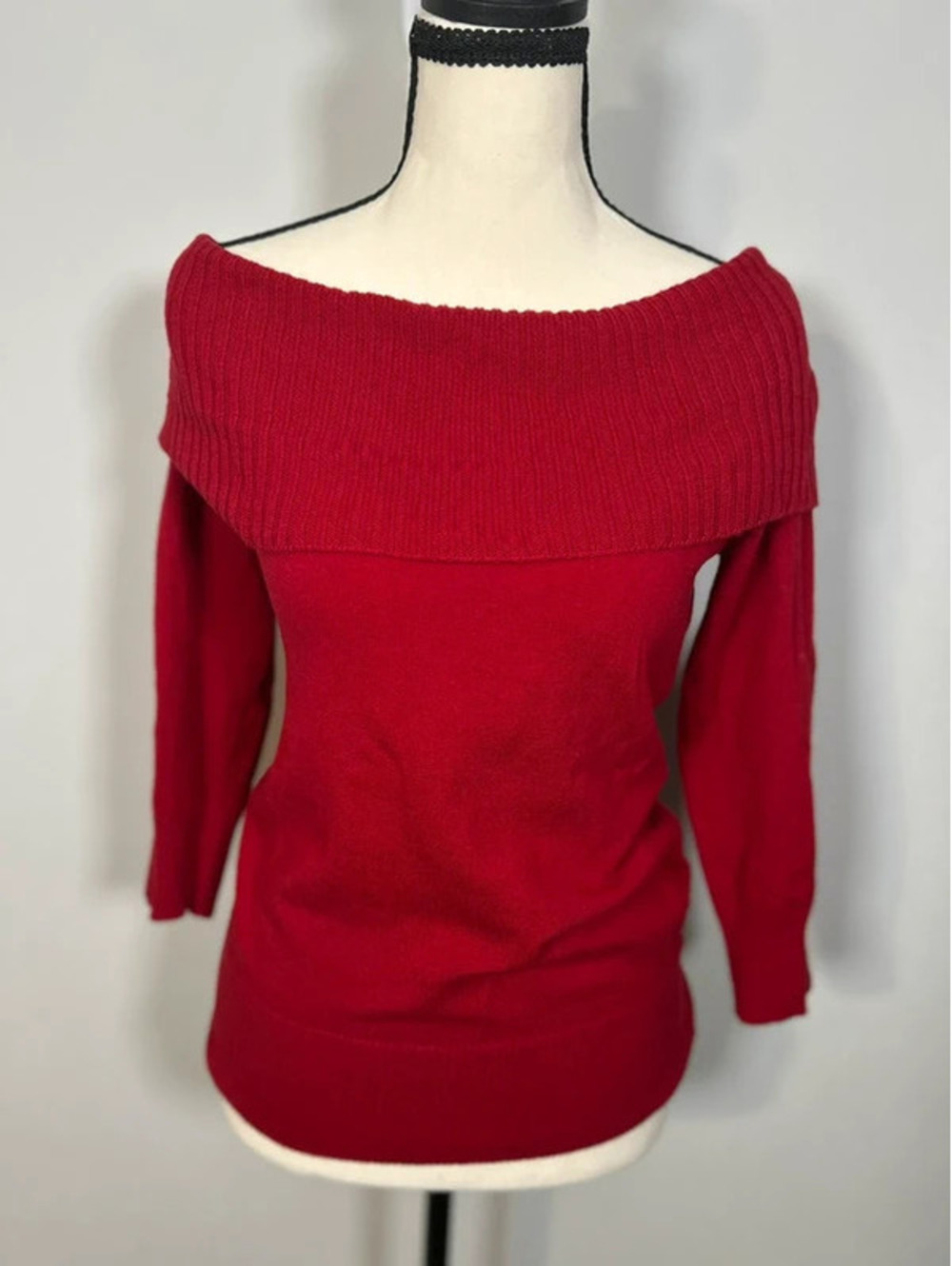 B Wear by California Red Off Shoulder Cowl Neck Sweater Size L